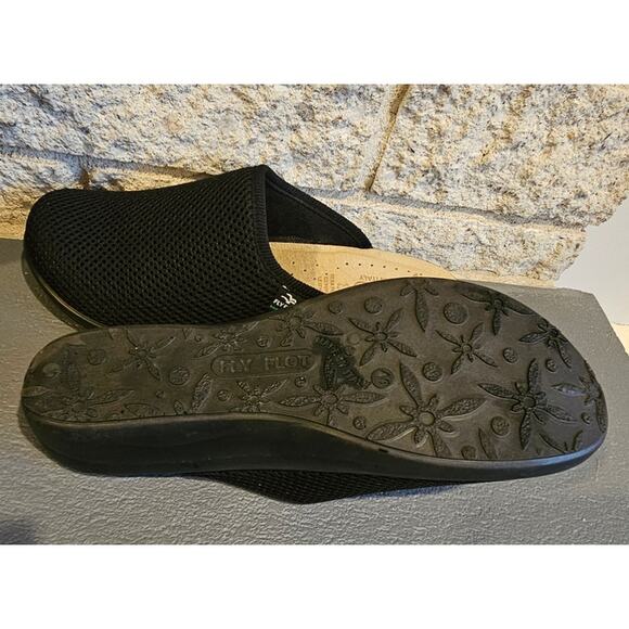 Fly Flot Mesh Slip On Comfort Clogs Genuine Leather Shoes, Black Womens Sz 9.5 - Picture 5 of 5